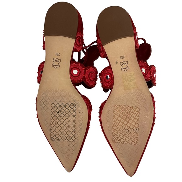 TORY BURCH YASMIN d’ORSAY RED SUEDELACE UP FLAT SIZE 7 - Picture 6 of 6